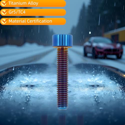 Image of M8x30mm Titanium Hex Socket Bolts, Burnt Blue, 6PC | Lightweight Hex Socket Screws, MTB /Road Bike /Motorcycle, Corrosion Resistant, Marine Grade Fasteners