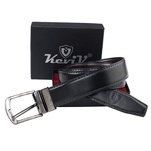 Image of Keviv PU-Leather Formal, Casual & Reversible Belts For Men (Black /Brown) (GB-)