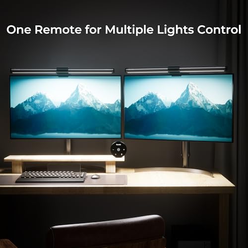 Image of Quntis Monitor Light Bar with Remote, Fit for Curved Monitors /Camera Base, Eye-Care Computer Monitor Lamp, Auto-Dimming Dimmable Screen Light Bar, No Glare Work Office Gaming Desk Lamps, Gray