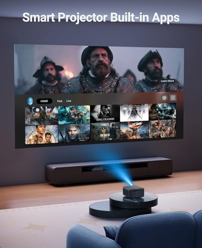 Image of 【Native 1080P & Auto Focus】Mini Projector with WiFi and Bluetooth, 800Ansi Brightness, Support 4K HD, Portable Movie Projector, Auto Keystone Correction, Compatible with Smartphone, Laptop, HDMI, USB