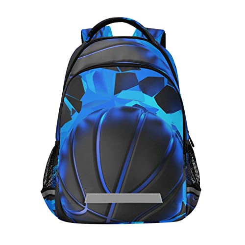 BOENLE 3d Basketball Blue Lighting Kids Backpack Bookbag Elementary School Bag Travel Rucksack Boys Girls