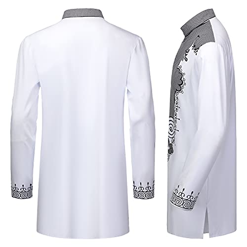 YND Men’s 2 Piece Set African Dashiki Shirt and Pants, Outfit with Gold Print3