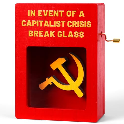 JULEASEL Funny Office Decor for Your Desk, In Case Of Emergency Break Glass and Turn Crank, A Unique Music Box for Gag Gift & Prank for Your Coworker funny
