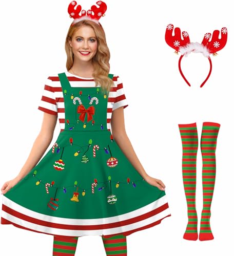For G and PL Women's Christmas Holiday Swing Elf Costume