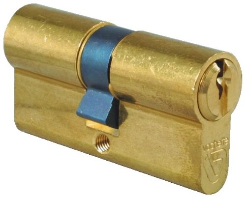 Vachette - Cilindro de bloqueo mecánico para puerta, doble entrada, 40 x 40 mm, mecanismo de 5 pasadores seguros, 3 llaves, instalación fácil, garantía de 2 años, acabado latón