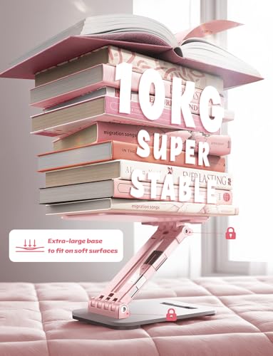 Image of LISEN Tablet Stand for iPad Stand Holder Desk, Foldable eBook Readers Desk Accessories Fits Kindle 4-15.9 inch Pink