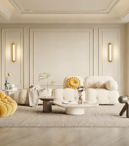 Image of Set of 2 Modern Gold Detachable 15000mAh Battery Wall Sconces | 15000mAh detachable battery, remote dimmable timer, renter-friendly no hardwire light for wall art bedroom hallway