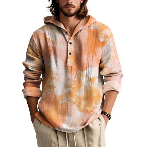 ZOCANIA Hoodies for Men Tie Dye Marble Pattern Casual Hooded Sweatshirt Vintage Long Sleeve Baggy Fall Winter Pullovers