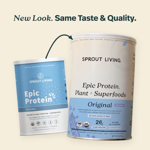 Image of Sprout Living Plant Based Protein & Superfoods Powder, Original, Unflavored | Organic Protein Powder, Vegan, Non Dairy, Non-GMO, Gluten Free, Sugar Free, Perfect Keto Drink Mix (2 lb)