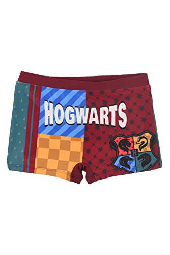 Harry Potter Bañador Niño, Bañador Natación Infantil, Shorts de Baño Hogwarts, Secado Rápido, Talla 8 Años, Rojo