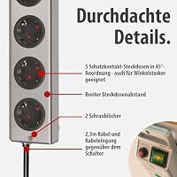 Brennenstuhl Super-Solid, Steckdosenleiste 5-Fach mit Überspannungsschutz (Mehrfachsteckdose mit 2,5m Kabel und Schalter - aus bruchfestem Polycarbonat) Silber – Ansicht 4