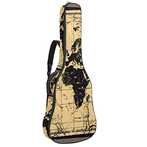 Housse de guitare vintage en tissu Oxford imperméable avec bandoulière réglable Motif carte du monde - Les Beatles, Paul McCartney, John Lennon, RIngo Starr, George Harrison Housse de guitare vintage en tissu Oxford imperméable avec bandoulière réglable Motif carte du monde