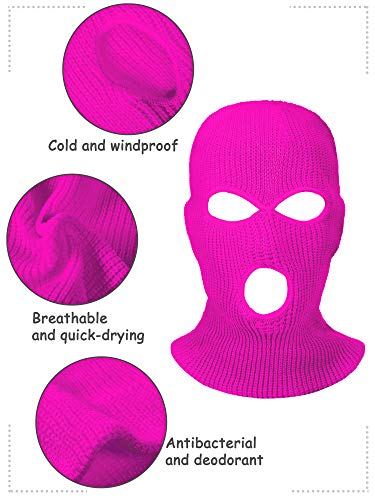 Syhood 3 Pieces 3-Hole Full Face Cover Winter Outdoor Sport Knitted Face Cover Ski Balaclava Headwrap (,) #TOP3