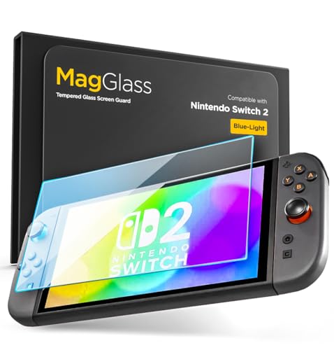 magglass Protector de pantalla de luz azul para Nintendo Switch 2 (8 pulgadas), protector de pantalla de vidrio templado con protección de luz azul (2025)