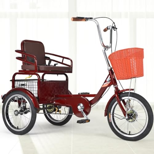 Triciclo 16 Pulgadas para Adultos, Rojo Vino miniatura 1