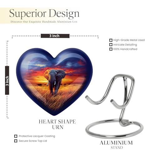 Image of Elephant Urn Keepsake Cremation Urn for Human Ashes Adult Man 3 Inch 2 Qty | Small Funeral Urns for Human Ashes Adult Women Memorial Urns