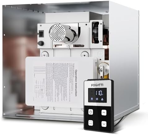 best water heater for large family that will change your daily routine 8 FOGATTI RV Tankless Water Heater, 3 Door Size Options (15"x15"/15"x18"/18"x18") for Easy Retrofit, 12V DC Power, Remote Controller, Propane, Ideal for RV Families & Campers, InstaShower 8 Plus