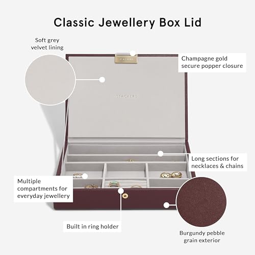 Boîtes à bijoux classiques Stackers bordeaux lot de 3 modules de rangement pour bagues et colliers - 6