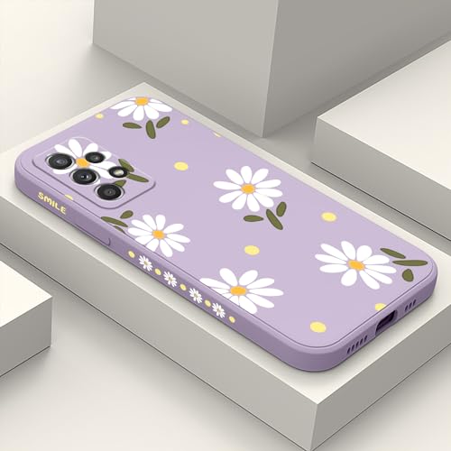 Coque pour Samsung Galaxy A52S 5G en silicone souple Premium violet clair fleuri