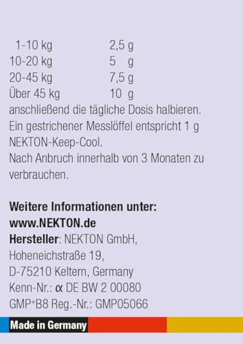 NEKTON-Keep-Cool | Vitaminpräparat auf natürlicher Basis für nervöse und ängstliche Hunde & Katzen | Made in Germany (100g)