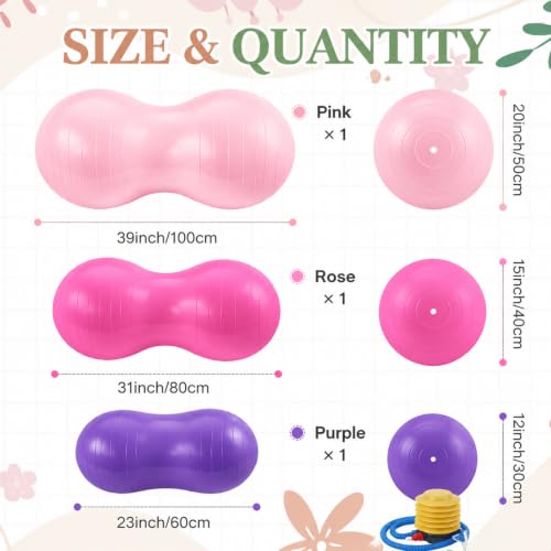 Image of Jexine Peanut Ball for Kids Therapy Anti-Burst Exercise Yoga Ball with Pump for Pregnancy Birth Exercise Physical Therapy, for Child Training