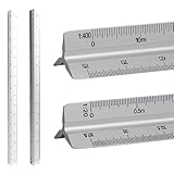 TONAUP 2 Stück Maßstab Lineal, Aluminium Dreikantmaßstab Dreikant für Architekten, Ingenieure, Architekturstudium- 1:20, 1:25, 1:50, 1:75, 1:100, 1:125/1:100, 1:200, 1:250, 1:300, 1:400, 1:500