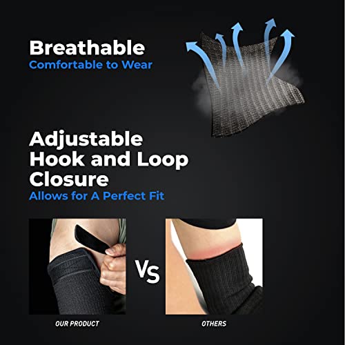 Image of OriStout Cut Resistant Farmers Sleeves with Thumb Hole, Black, 2 Pairs, Protective Arm Sleeves, for Gardening, Welding, Kitchen, Arm Guards for Biting, Pet Grooming (Pack of 2)