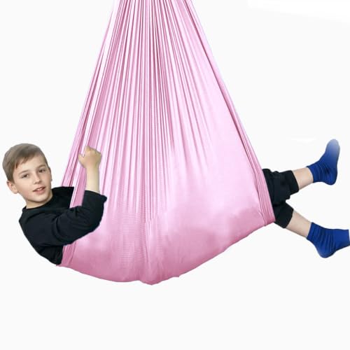 Image of Sensory Swing for Kids & Adults, Therapy Joy Swing for Autism, ADHD, SPD, Snuggle Swing Holds up to 300lbs has a Calming Effect on Children with Sensory Needs (Pink, only Fabric)