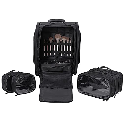LUVODI Kosmetikkoffer aus Nylon, tragbar, mit Pinselhalter, transparent – Bild 3