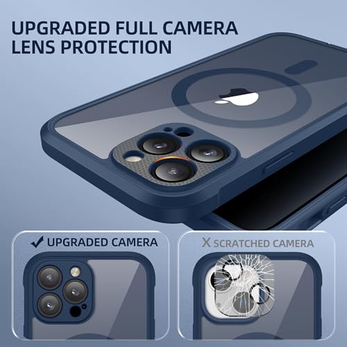 BERFY for iPhone 12 Pro Max Case, Compatible with MagSafe, Built-in Privacy Screen Protector and Camera Protection, Anti-Spy Full Body Shockproof Phone Case for 12 Pro Max 6.7", Clear Blue by BERFY - Image 4