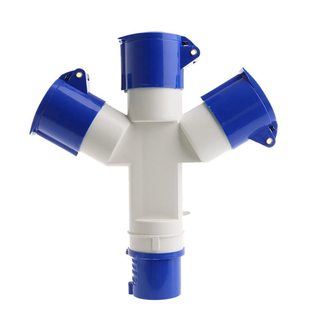 3-Way Splitter 16A 220V IP44 3 Way 3 Pin Industrial Plug and Socket Connector, 3 Way 16A