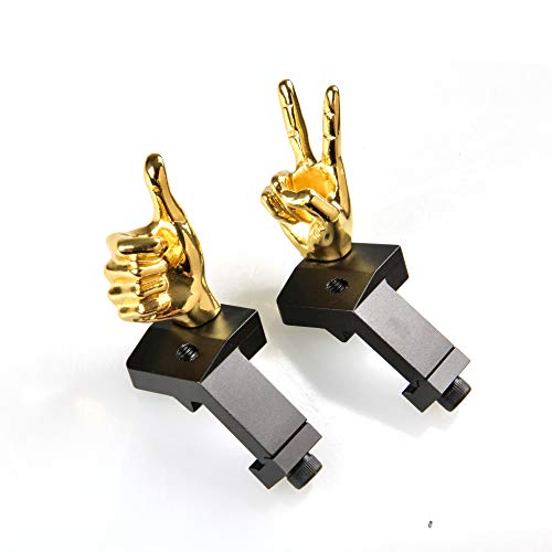 STINGER Novelty Finger Sight Set, Fixed Backup Front and Rear Iron Sight BUIS Set, Fit Picatinny Rail and Weaver, V Hand & Thumbs Up (Gold Color, Offset 45 Degree)