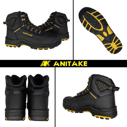 Steel Toe Boots for Men, Mens Work Boots Steel Toe 100% Nubuck Leather Construction Safety Boots3