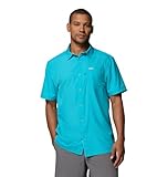 Columbia Slack Tide Camp Camiseta Camisa de Senderismo, Azul océano, L Largo para Hombre
