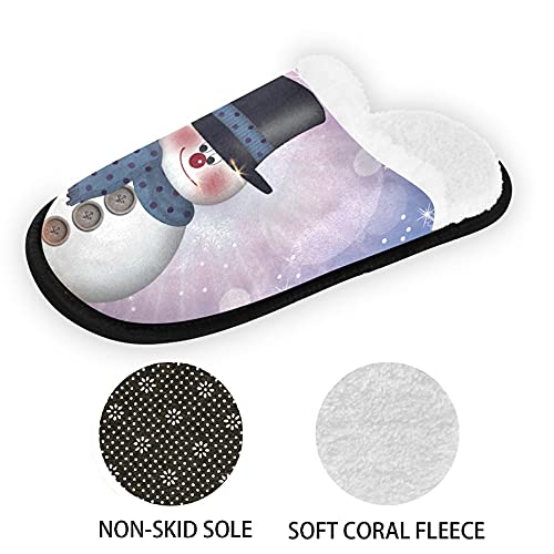 VIGTRO Women's Fuzzy Slippers Merry Christmas Anti-Skid Indoor Slippers Cute Snowman Snowflake Design Soft Coral Fleece Slippers Cozy Memory Foam Slippers3