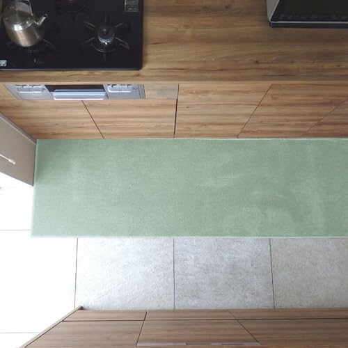 織人しきもの屋工房 北欧風 キッチンマット ラグマットタイプ 65×210cm ノーマル型 アッシュミント 抗菌防臭 SEK