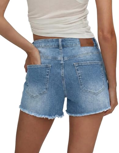 Image of CHICZONE Womens Mid-High Waisted Stretchy Denim Jean Shorts