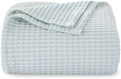 EGOHOME 100% Cotton Throw Blanket for Couch,Cotton Waffle Weave B...