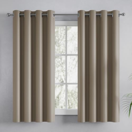 Image of Haus and Kinder Blackout Curtains 5 feet for Window,Pack of 2 Blackout Curtains for Window,100% Room Darkening Curtains Blackout 5 feet Long (Metal Grey, 114x152 CM)