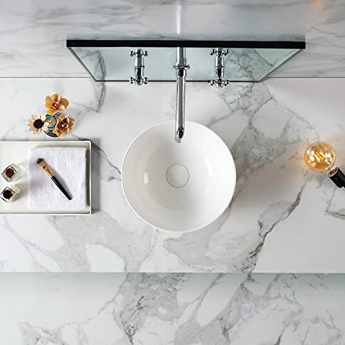 Starbath-Plus-Lavabo-de-Ceramica-con-Forma-Redonda-Color-Blanco-Sin-Taladro-Grifo-Medidas-32-x-32-x-15-cm-Ideal-para-Poner-sobre-Encimera-de-Muebles-de-Banos-y-Aseos