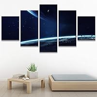 SIGNWIN 5 Panel Canvas Wall Art Modern Art Astronomy & Space Colorful Cosmic Decorative Elements Multicolor Photography for Home Decorations Ready to Hang - 60