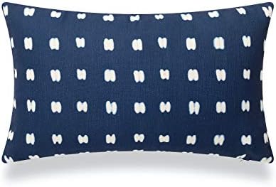 African Mudcloth Lumbar Pillow Cover Only, Indigo Shibori Inspired Print D, 12"x20"