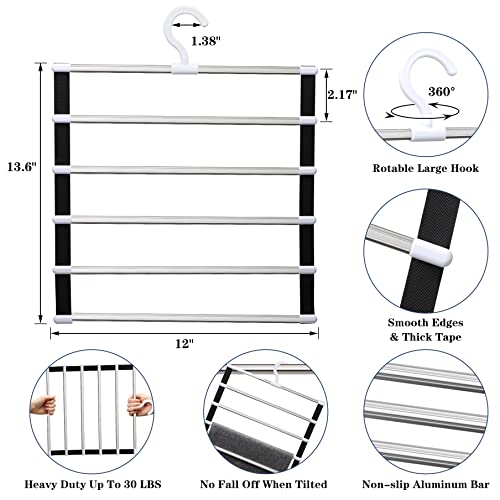 2 Pack Pants-Hangers-Space-Saving,Al Alloy-Closet-Organizers-And-Storage,Folding Non-Slip-Closet-Organizer-Clothes-Organization-And-Storage Jeans Trousers Scarf Hangers,College-Dorm-Room-Essentials #TOP2