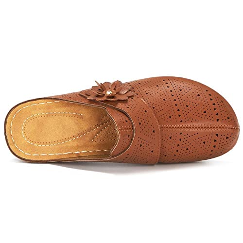 Slippers Women Women Summer Slip On Cutout Slippers Ladies Leather Flower Shoes Woman Fashion Casual Platform Female Slipper4