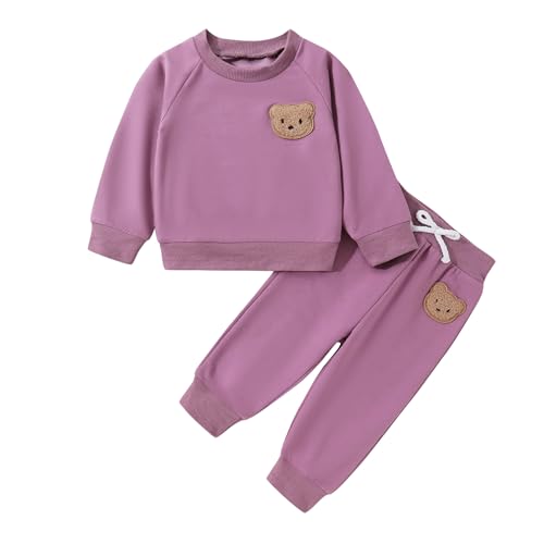 Fall Outfit for Toddler Boy Girl Long Sleeve Bear Sweatshirt Pant Sets Winter Pullover Clothes