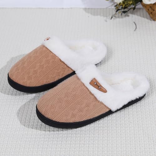 Slippers For Women Fuzzy Winter Cozy Slipper Indoor and Outdoor House Shoes with Memory Foam Anti-Skid Sole for Mom Plush Faux Fur Fluffy Flats Warm Slides3