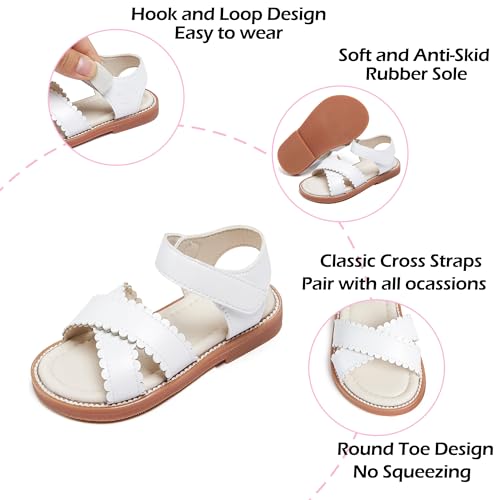 Image of PHIRAMIN Toddler Girl Sandals - Flower Girl Dress Shoes Open Toe Little Kid Flats