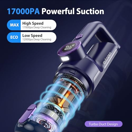 Image of 17000PA Cordless Handheld Vacuum Cleaner, 100W Brushless Motor, 2H Type-C Fast Charging, LED Screen & Light, Portable for Car, Home, Pet Hair