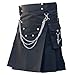 Black Modern Utility Kilt Scottish Fashion Gothic Kilts for Men with Fron Chain (26