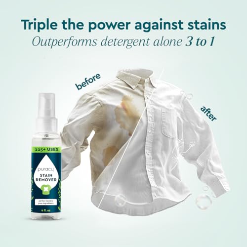 puracy stain remover spray natural travel and laundry stain cleaner for clothes baby amp kids stains oil amp fabric spot cleaner unscented 4 oz